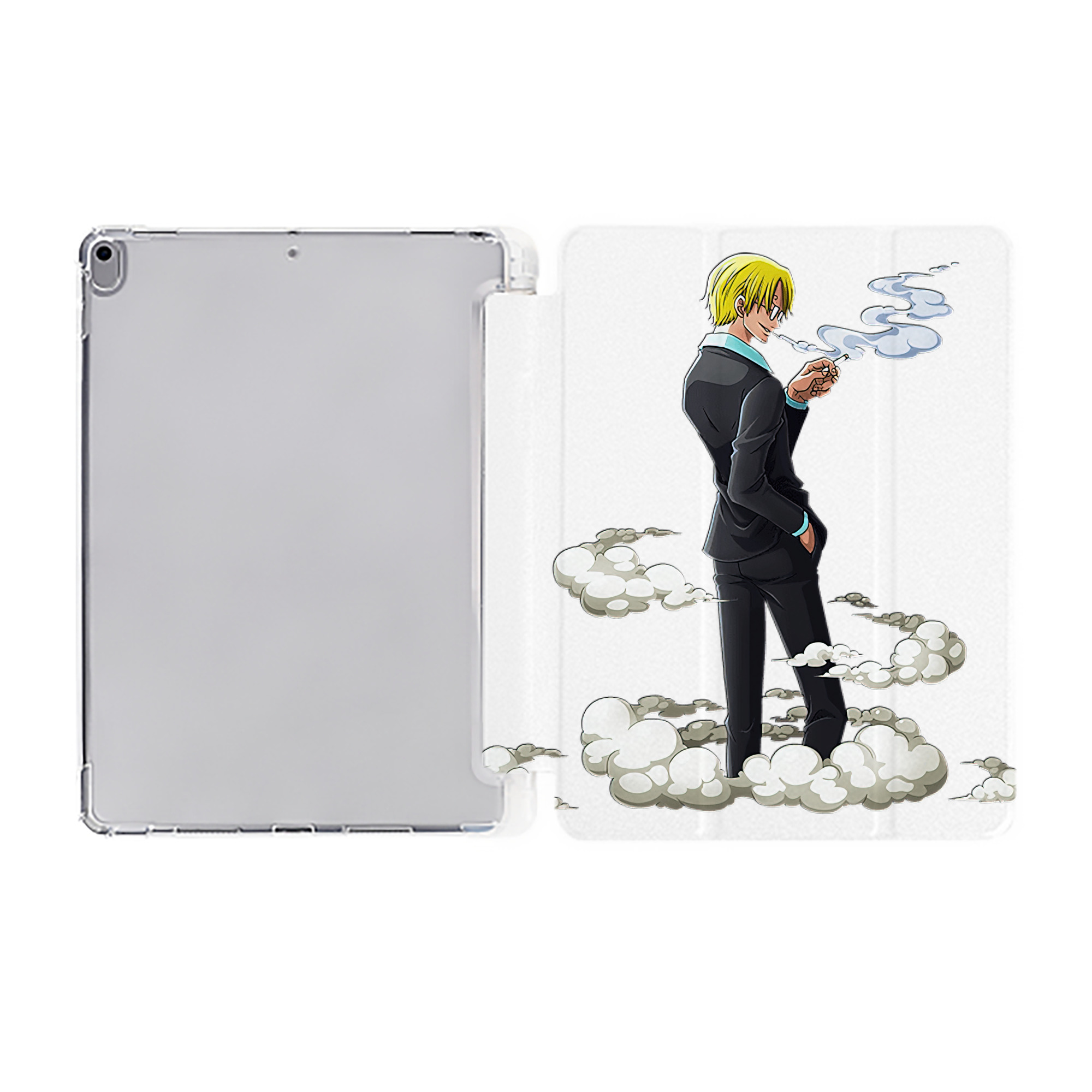 （画像用） ワンピース サンジ ONE PIECE Sanji IPad ケース ペン収納付き 三つ折りスタンド PUレザー×シリコン 対応機種9.5/10.5/10.9インチ
